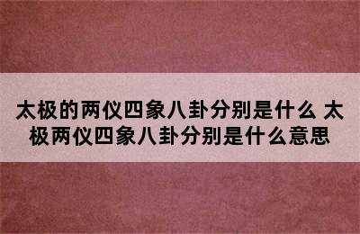 太极的两仪四象八卦分别是什么 太极两仪四象八卦分别是什么意思